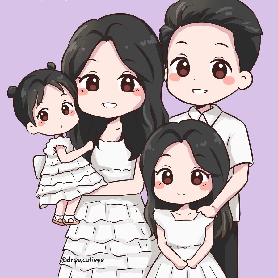 Hình Ảnh Chibi Gia Đình Hạnh Phúc Bằng Nét Vẽ Yêu Thương