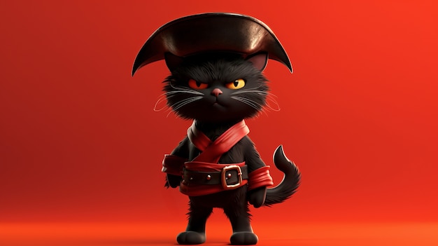 Một bé mèo đen anime​ cực cute, đang làm trò trước ống kính