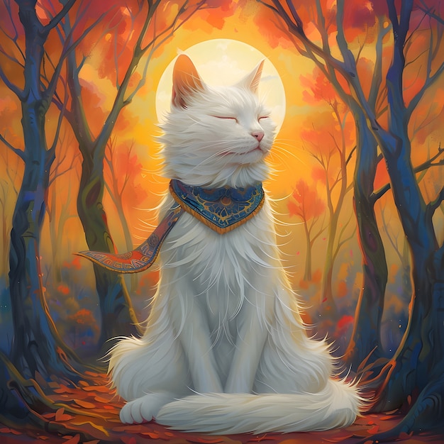 Ảnh mèo đen anime trong tư thế thiền, cực kỳ thư thái - một tuyệt tác nghệ thuật số!