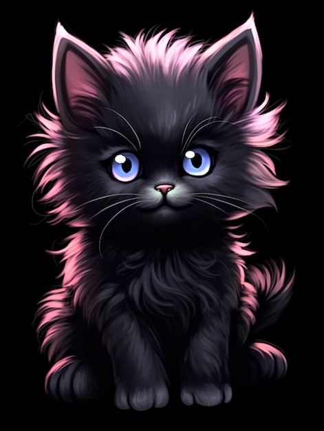 Ảnh mèo đen anime với đôi mắt xanh - một tác phẩm nghệ thuật đáng yêu!