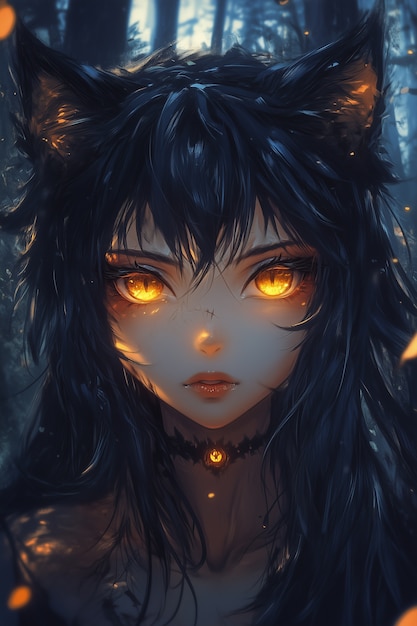 Ảnh mèo đen anime​ trong đêm Halloween với phong cách hoạt hình cực chất!