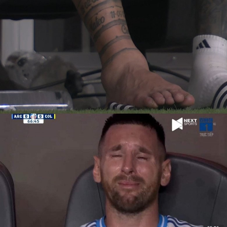 Hình ảnh Messi khóc​ sau chấn thương