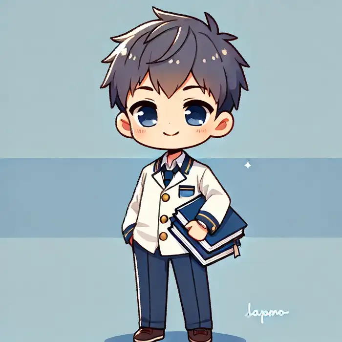 Hình ảnh chibi cute về cậu bé học sinh cấp 2 đáng yêu