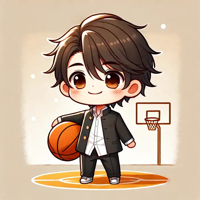 Hình ảnh chibi cute về cậu bé chơi bóng rổ đáng yêu