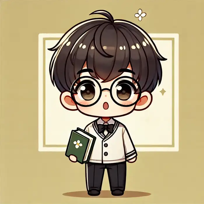 Ảnh chibi cute cậu bé đeo kính siêu dễ thương