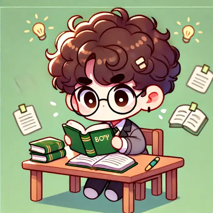 Ảnh chibi cute học sinh đang học bài, một hình ảnh dễ thương và gần gũi