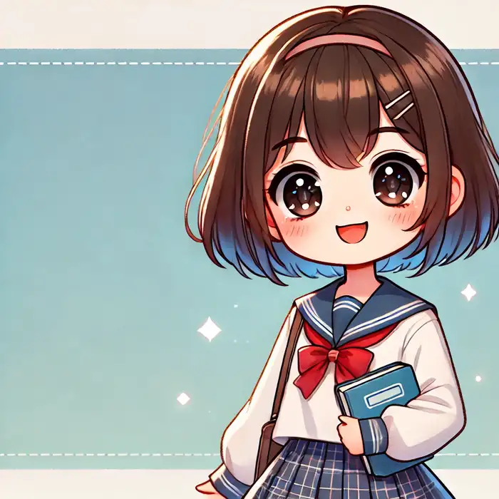 Ảnh chibi cute học sinh dễ thương, phong cách vẽ đơn giản