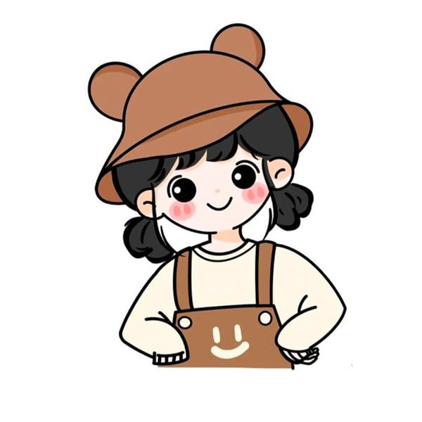 Ảnh chibi cute nữ với biểu cảm ngạc nhiên, cực kỳ dễ thương.