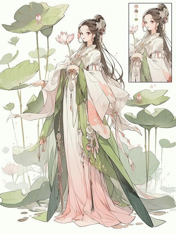 Ảnh anime nữ cổ trang với phụ kiện lộng lẫy