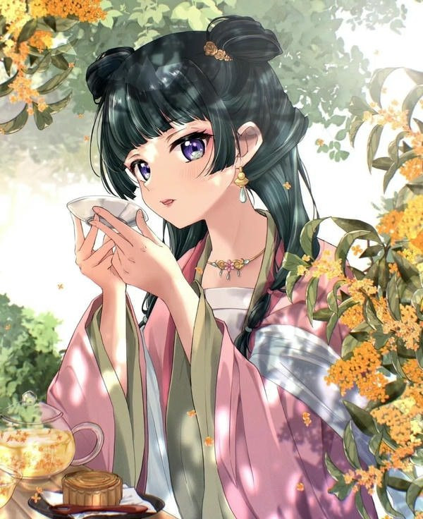 Ảnh cô gái cổ trang Trung Quốc vẽ theo kiểu anime