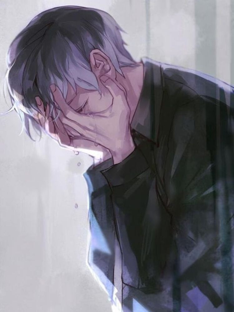 Ảnh trai anime với giọt nước mắt