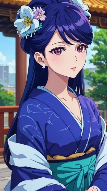 Anime nàng tiểu thư quyền quý trong trang phục truyền thống Nhật Bản