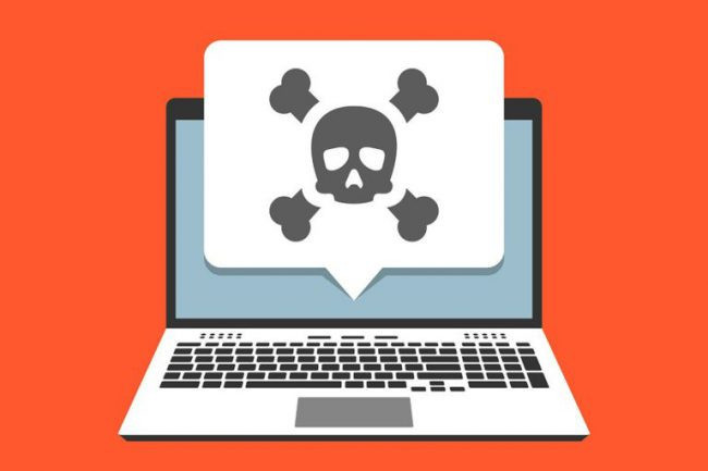 Biểu tượng cảnh báo virus máy tính, nguy cơ lây nhiễm mã độc khi truy cập Dark Web