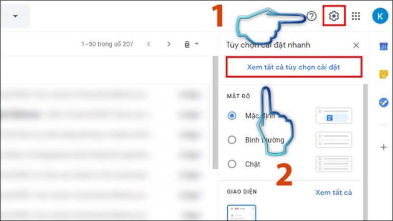 Bước 1: Hướng dẫn vào cài đặt Gmail để thiết lập chuyển tiếp tự động