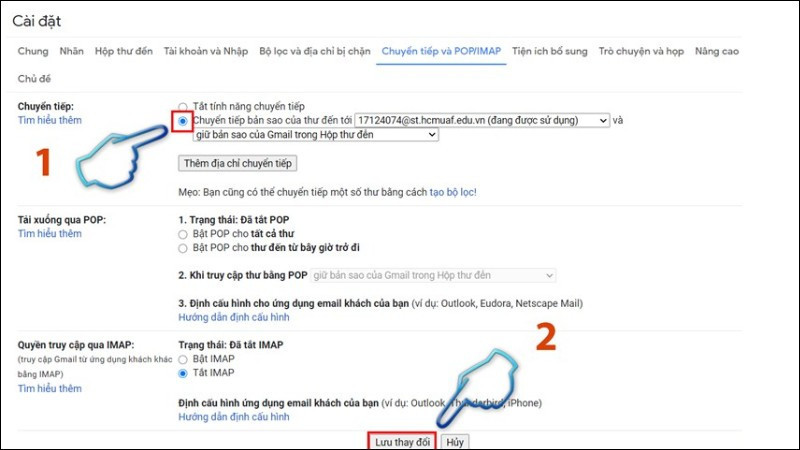 Bước 5: Nhấp vào nút "Lưu thay đổi" để hoàn tất thiết lập chuyển tiếp tự động