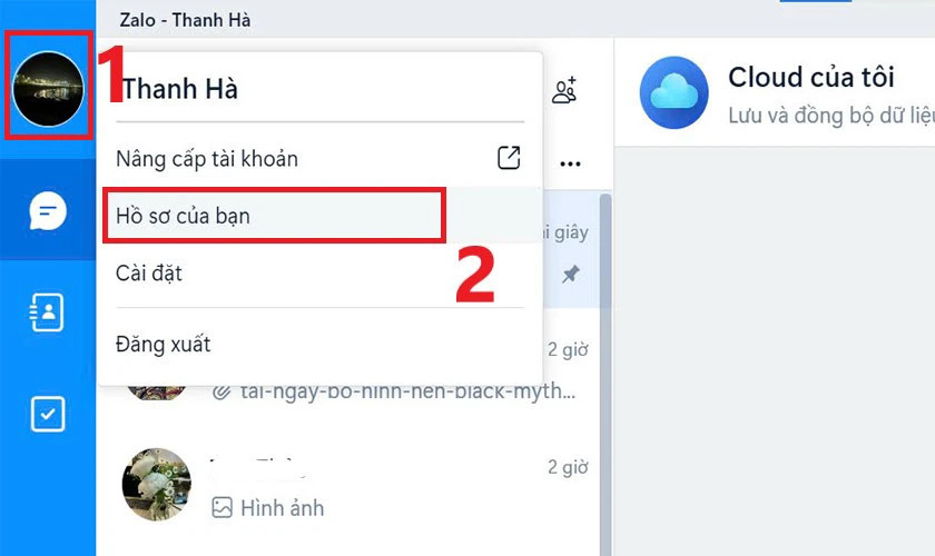 Cách thay ảnh avatar Zalo trên máy tính: Bước 1 nhập ảnh đại diện