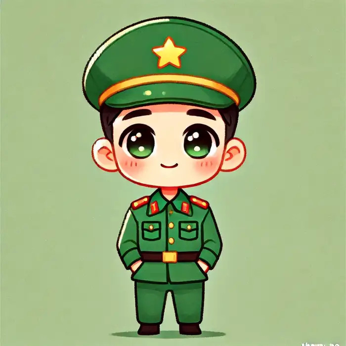 Chibi chú bộ đội đơn giản và dễ thương