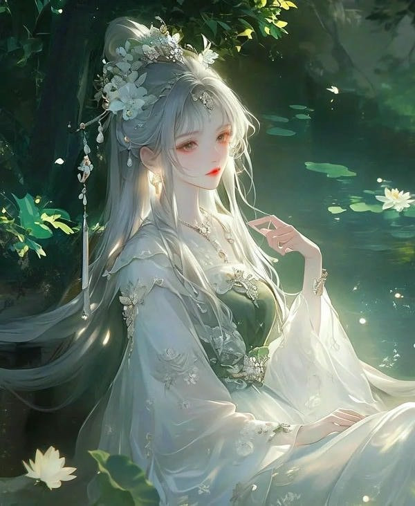 Cô gái anime cổ trang ngồi bên cửa sổ