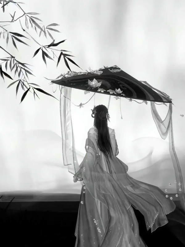 Cô gái anime cổ trang trong tư thế bay