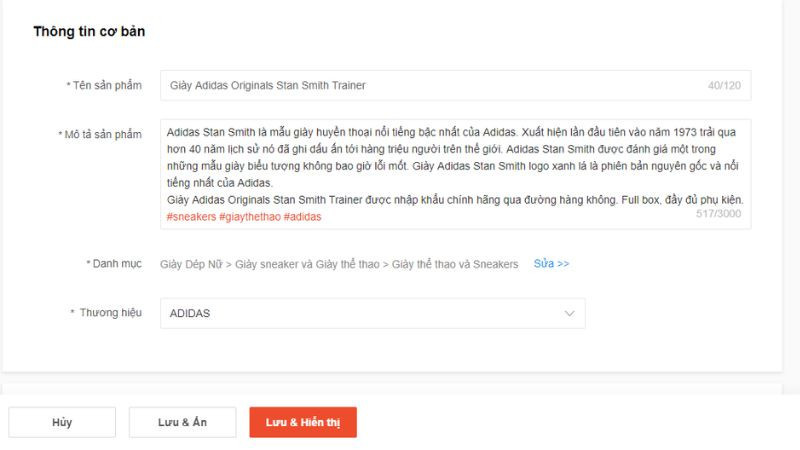 Cung cấp mô tả chi tiết và thông tin nguồn gốc rõ ràng cho sản phẩm trên Shopee Mall