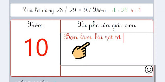 Giao diện chấm bài trên Azota, cho phép giáo viên nhập điểm và nhận xét về bài làm của học sinh