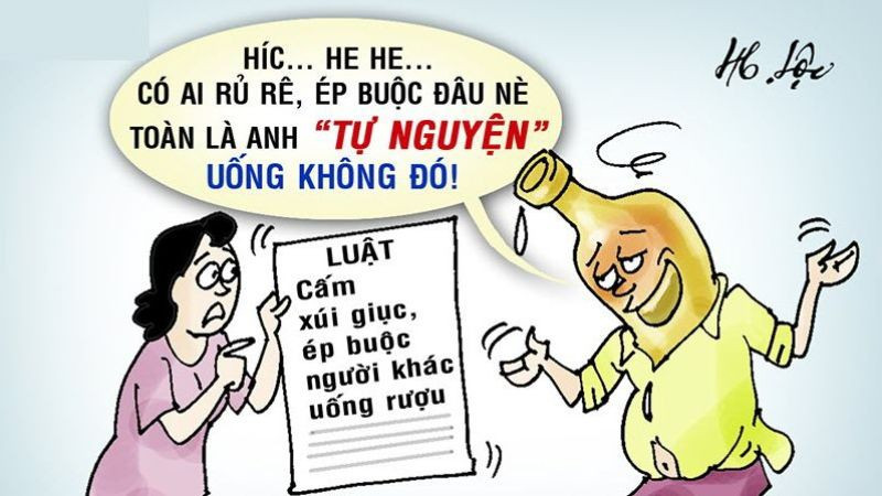 Hình ảnh châm biếm về những rắc rối phát sinh từ việc nhậu