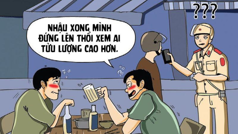Hình ảnh hài hước thể hiện mặt trái của các cuộc ăn nhậu