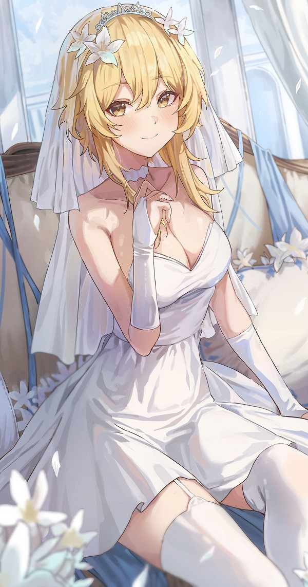 Hình ảnh Lumine được vẽ theo phong cách anime sắc nét, đầy cuốn hút