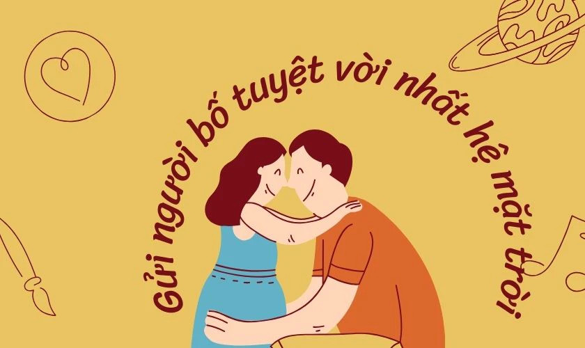 Hình ảnh "Chúc mừng Ngày của Cha" với hoa và lời chúc ý nghĩa.