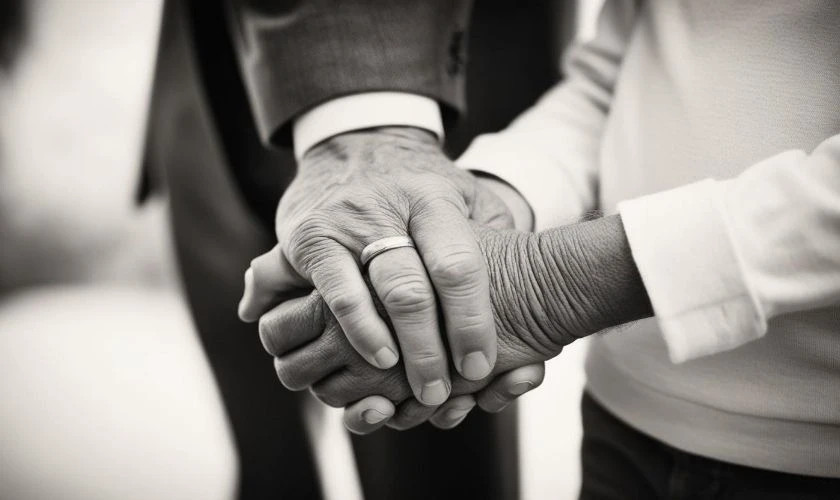 Hình ảnh cha và con với tông màu trắng đen cổ điển, mang đậm dấu ấn thời gian.