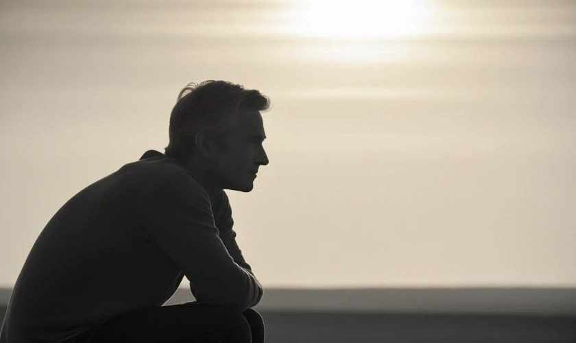 Hình ảnh cha và con nhìn nhau trìu mến trong quá khứ.