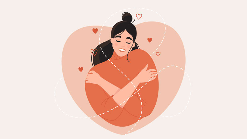 Hình ảnh người phụ nữ mỉm cười thư thái, thể hiện sự tự chấp nhận bản thân
