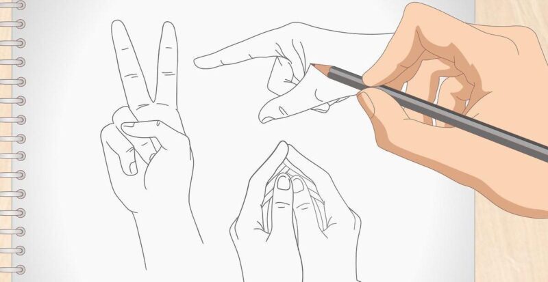 Hoàn thiện chi tiết khớp ngón và móng tay cho bàn tay anime nữ đơn giản với đường nét tinh tế