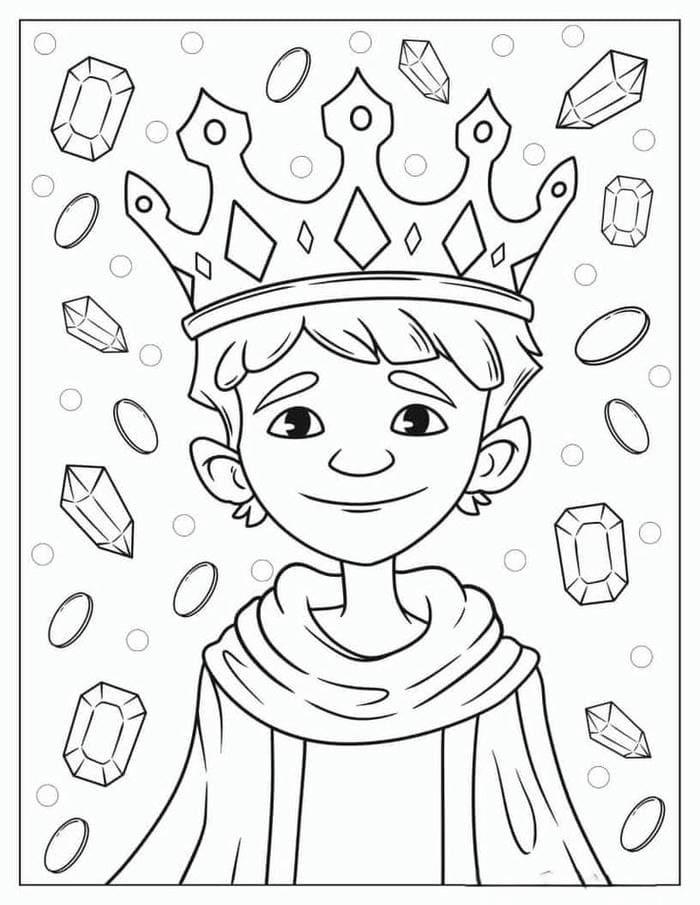 Hoàng tử đội vương miện, sẵn sàng cho bé tô màu với các chi tiết tinh xảo