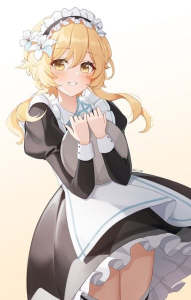 Lumine tạo dáng giữa rừng cây ngập tràn ánh nắng với mái tóc vàng óng