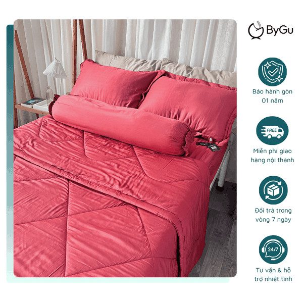 Nội thất sử dụng màu đỏ san hô tạo điểm nhấn ấm áp, hiện đại.