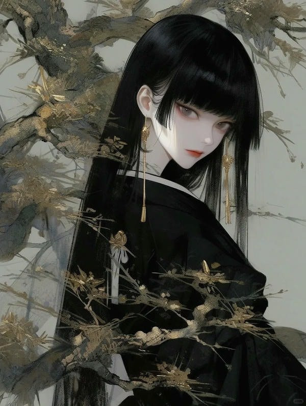 Nữ tử anime cổ trang bên hồ nước