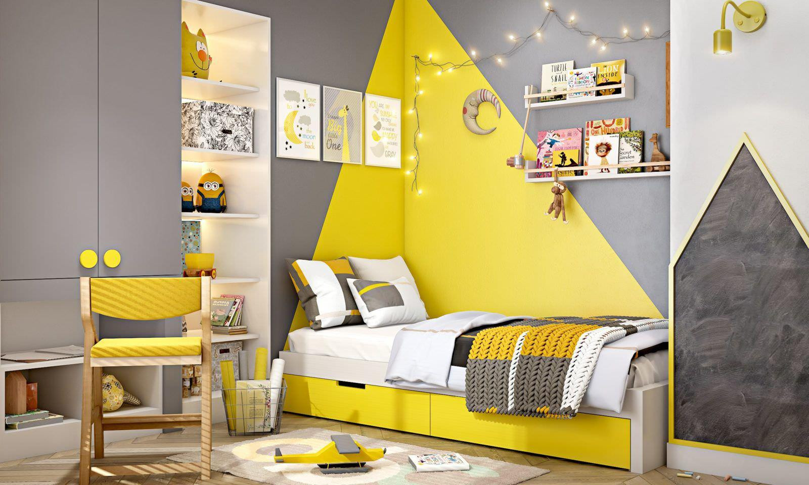 Minion được tô màu hoàn chỉnh với màu vàng, xanh dương, xám và đen đặc trưng bắt mắt