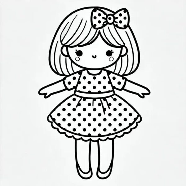 Tranh tô màu búp bê với nhiều màu sắc rực rỡ