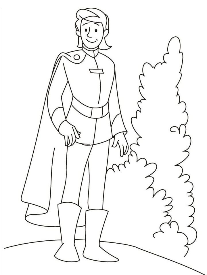 Tranh tô màu hoàng tử vẫy tay chào, thân thiện và đáng yêu