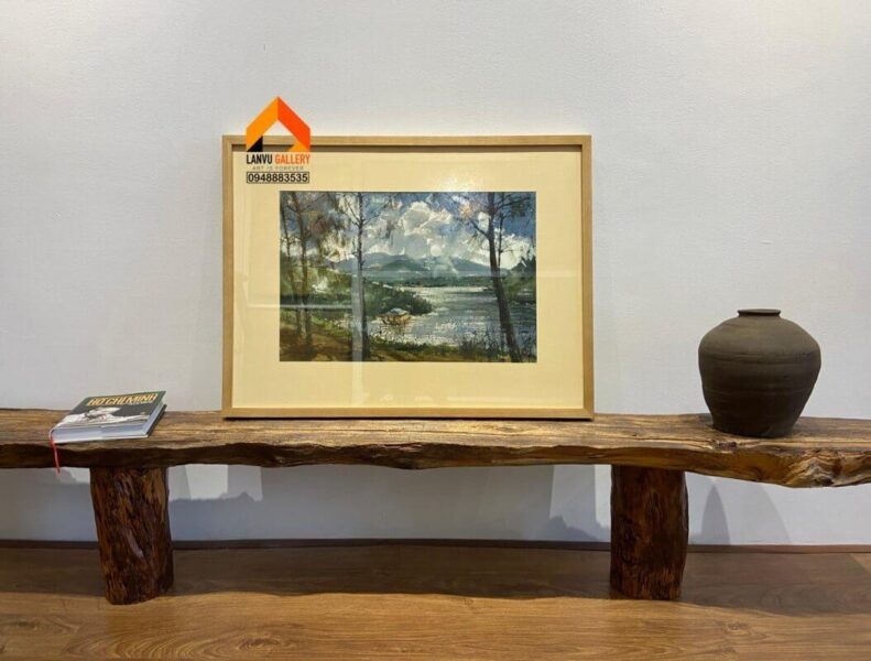 Tranh vẽ núi rừng đơn giản bằng màu nước với gam màu dịu nhẹ thanh bình