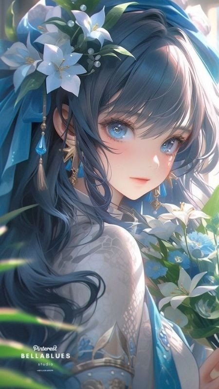 Vẻ đẹp của nàng Anime rực rỡ và ấn tượng giữa rừng hoa xanh mát