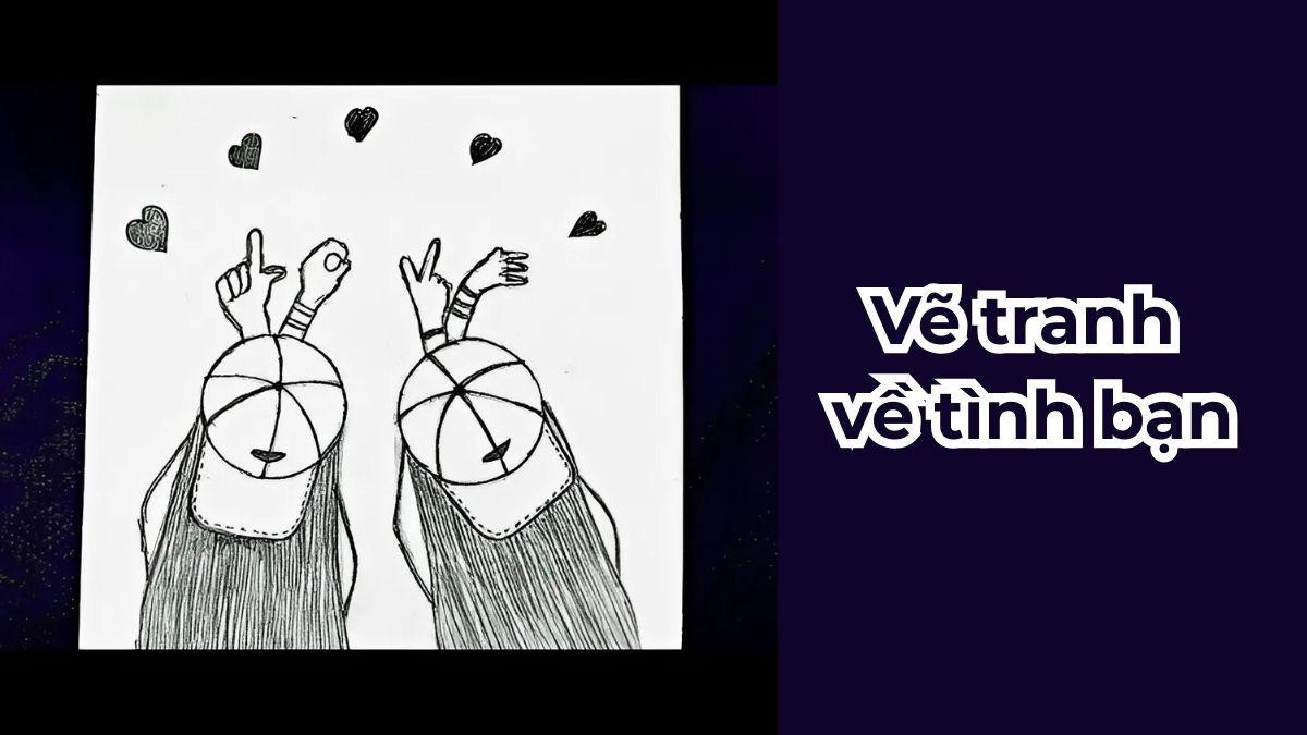 tranh vẽ về tình bạn theo phong cách chibi cực kỳ dễ thương và độc đáo