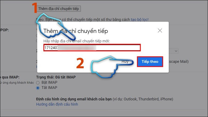Xác nhận địa chỉ email sẽ nhận thư chuyển tiếp từ Gmail