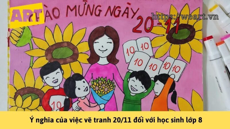 Tuyển Tập Vẽ Tranh 20/11 Lớp 8 Đẹp Nhất Đầy Ý Nghĩa