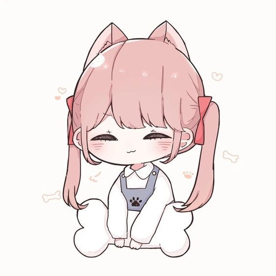 Ảnh anime chibi cô gái mặc váy hồng