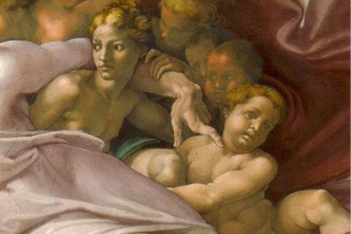 Nhóm các hình tượng bí ẩn vây quanh Chúa Trời trong Bức tranh Chúa tạo ra Adam, được nhiều người tranh cãi về danh tính và ý nghĩa.